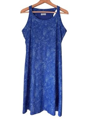 Columbia Blue Printed Sleeveless Cold Bay Dress Size Medium Lightweight Stretch